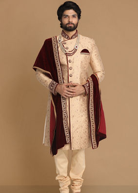 Manyavar hot sale groom sherwani